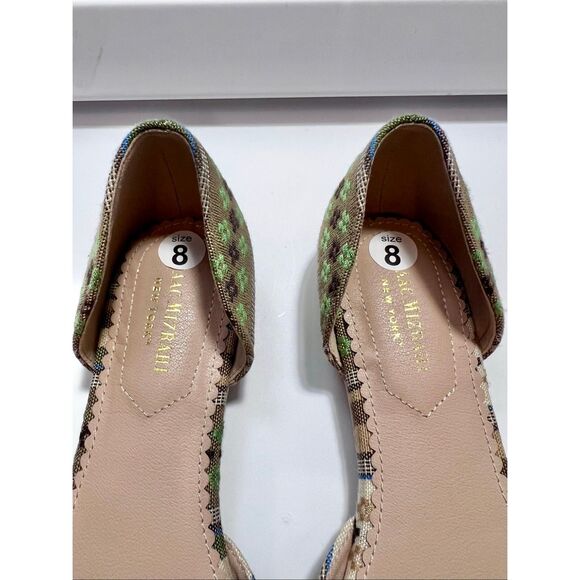 Isaac Mizrahi NY Flowers & Stripes Green / Tan Flats 8 - Picture 3 of 7